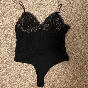 Forever 21 Plus Black Lace Bodysuit